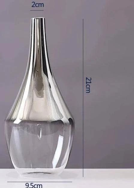 Jarrón de cristal decorativo con diseño degradado plateado