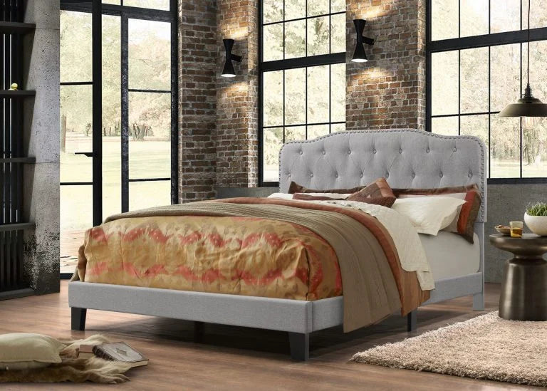 Cama individual gris capitoneada
