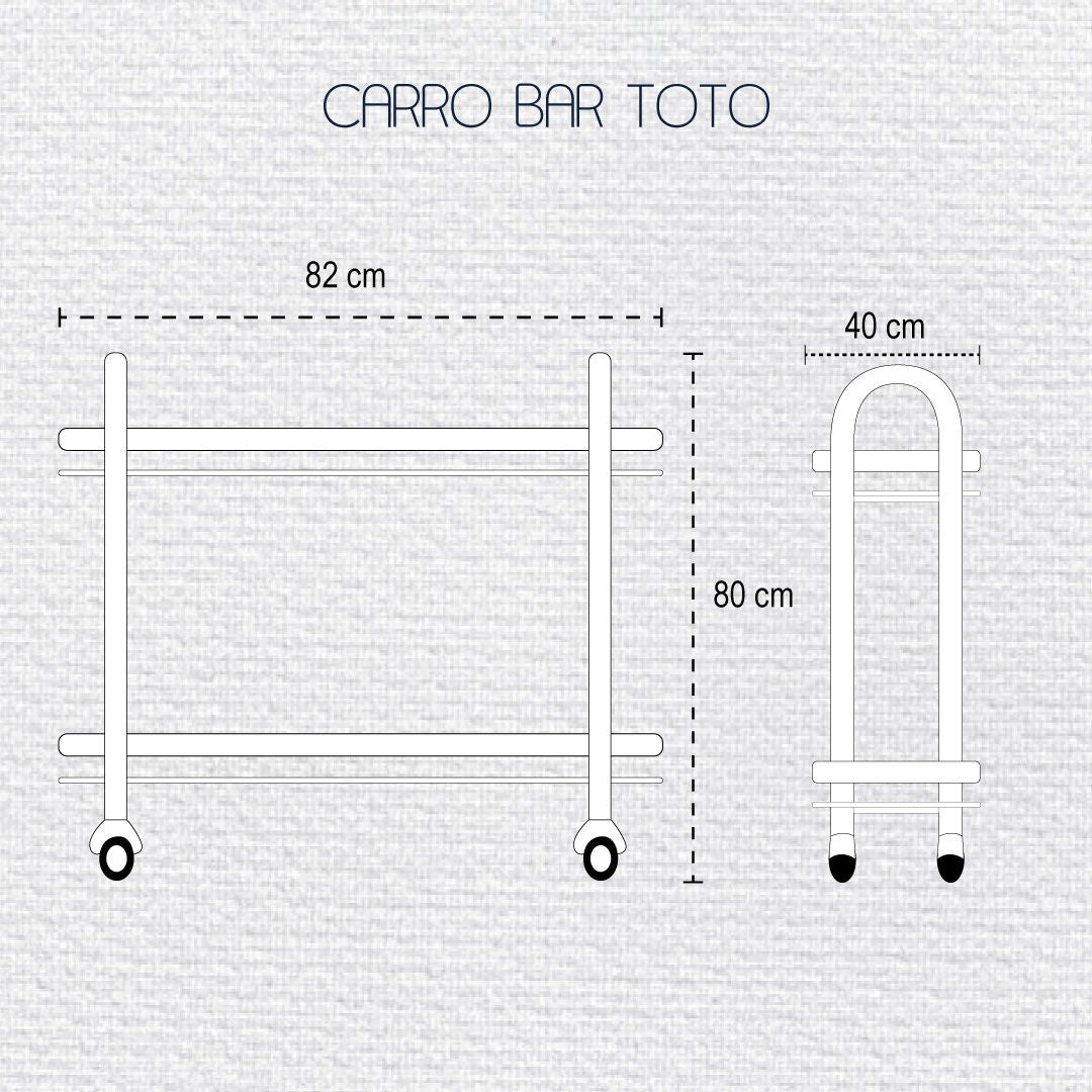 Carrito de Bar de 2 Niveles dorado