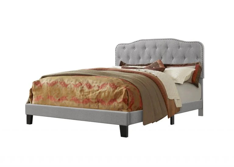 Cama individual gris capitoneada
