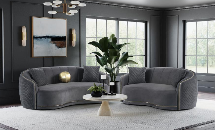 Set Sofás Brookside- gris terciopelo
