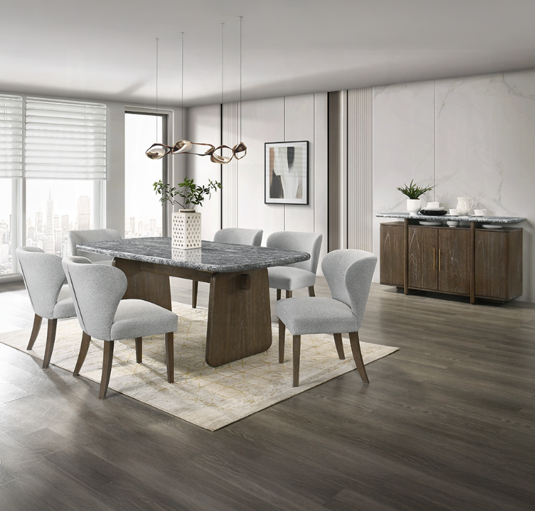 Mesa de comedor Dillon de madera y mármol