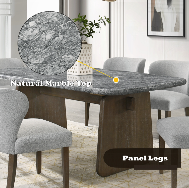 Mesa de comedor Dillon de madera y mármol