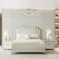 Cama Premium Tapizada Palm Gate — Estilo Contemporáneo