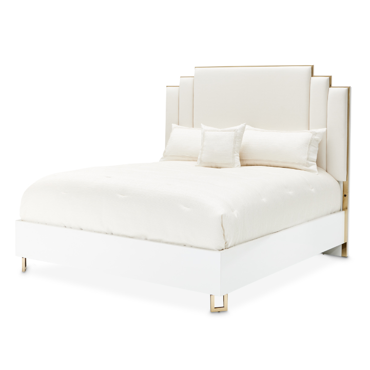 Cama Premium Tapizada Palm Gate — Estilo Contemporáneo