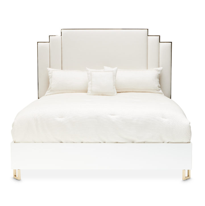Cama Premium Tapizada Palm Gate — Estilo Contemporáneo