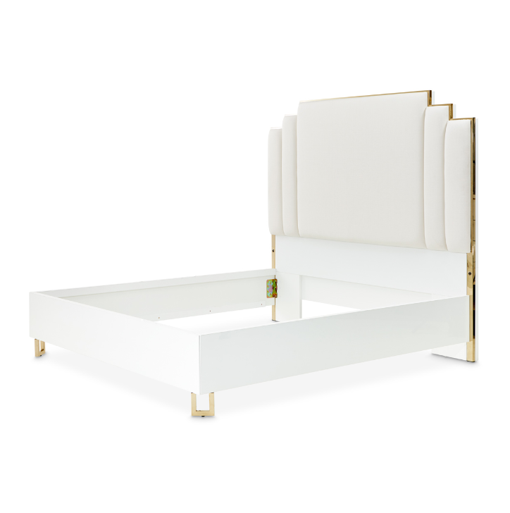 Cama Premium Tapizada Palm Gate — Estilo Contemporáneo