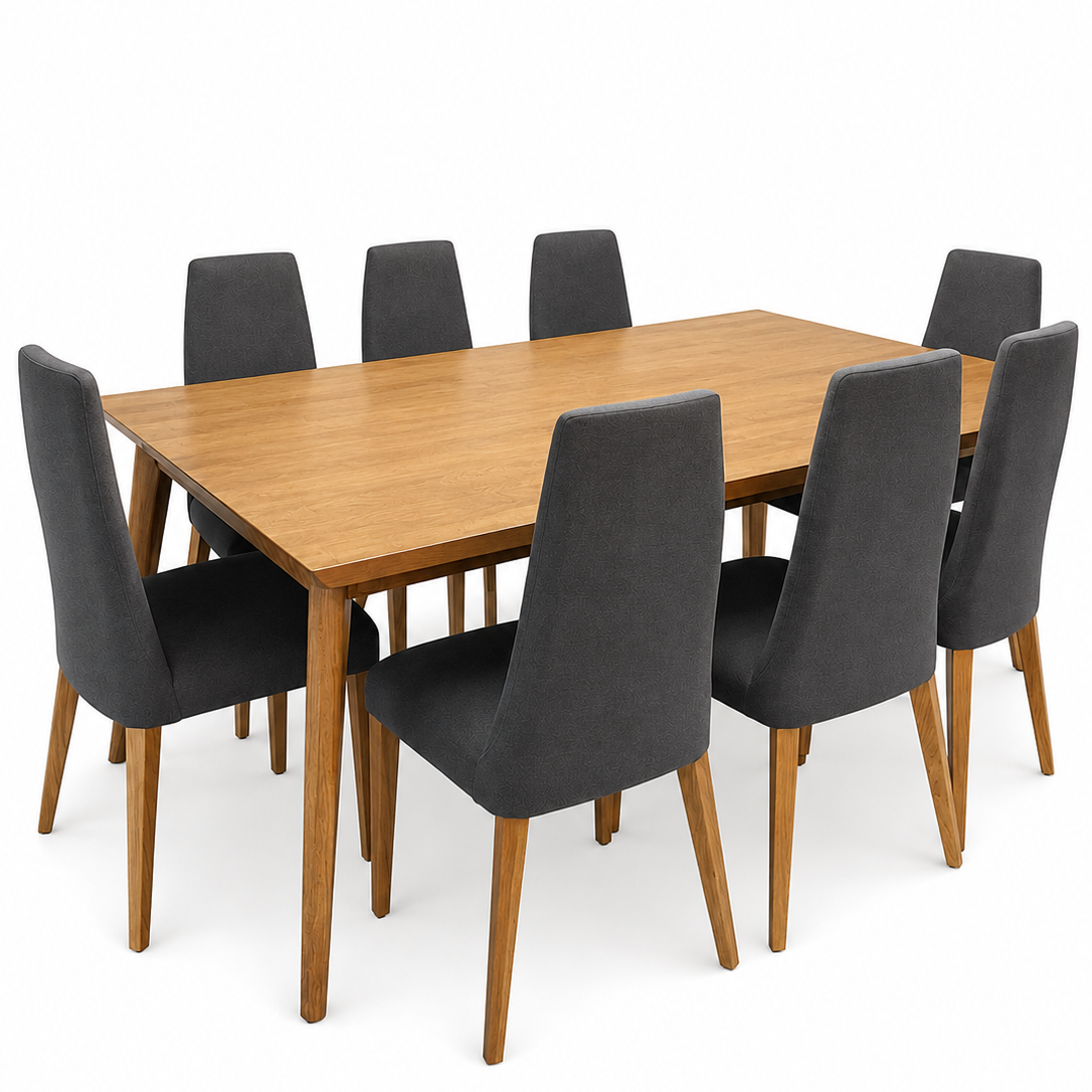 Comedor Gante 8 sillas tapizado en gris