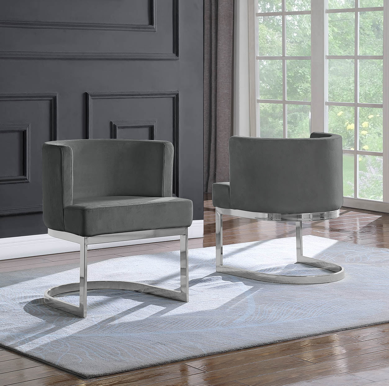 Silla Barril Terciopelo base Plata