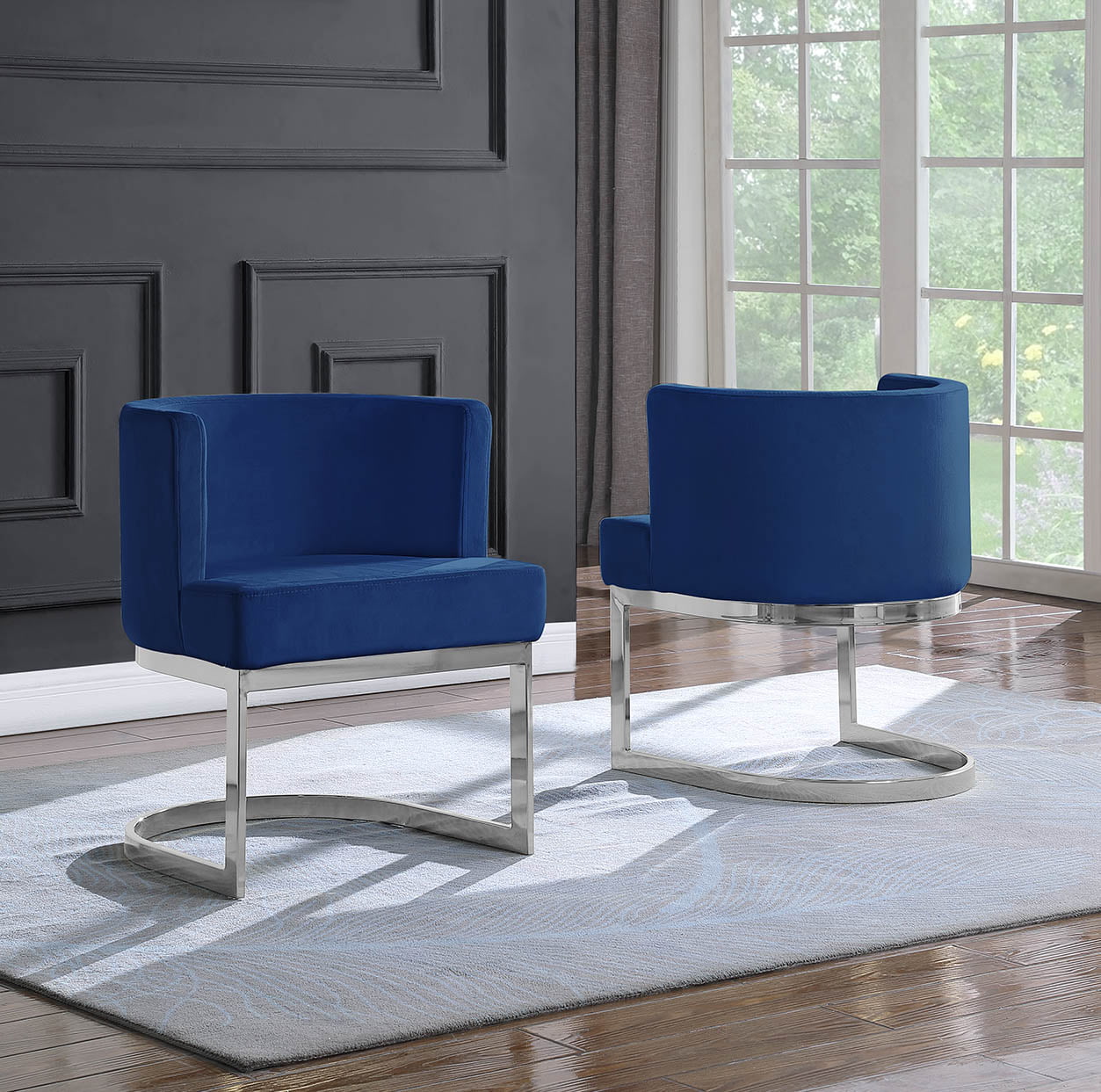 Silla Barril Terciopelo base Plata