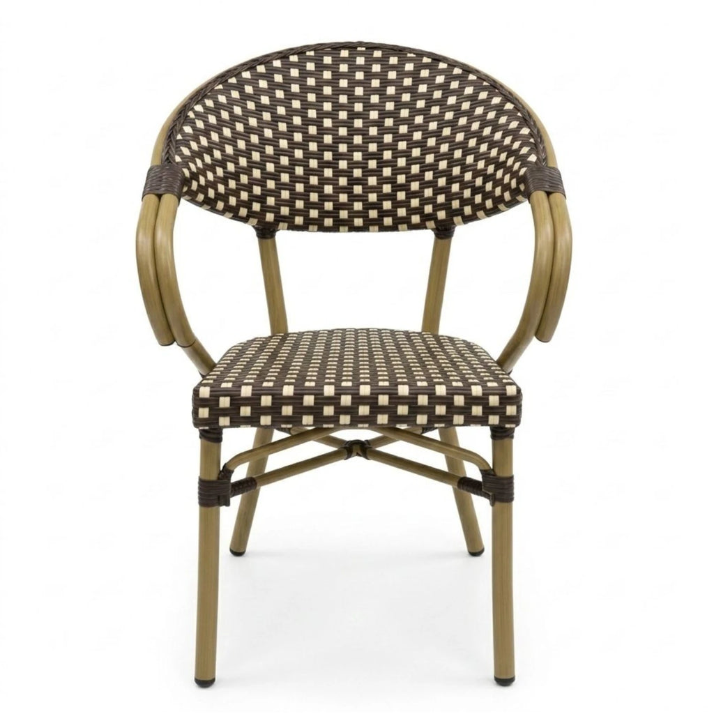 Silla Strada rattan cafe con beige