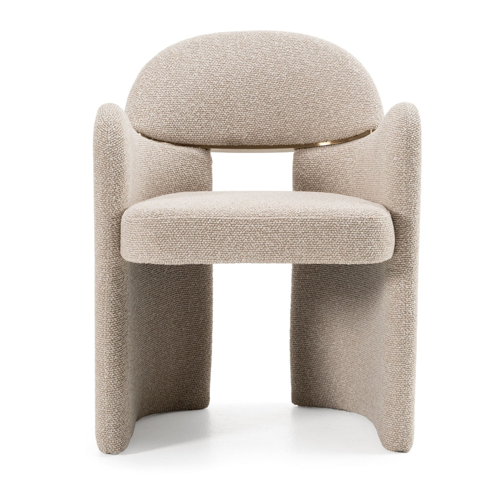 Ashley -  silla de comedor tela beige, detalle en latón