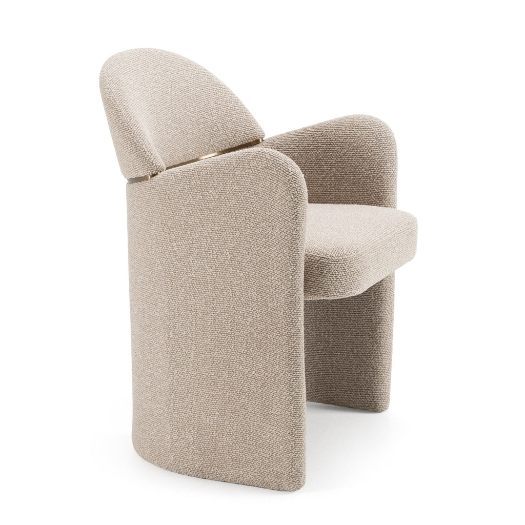 Ashley -  silla de comedor tela beige, detalle en latón