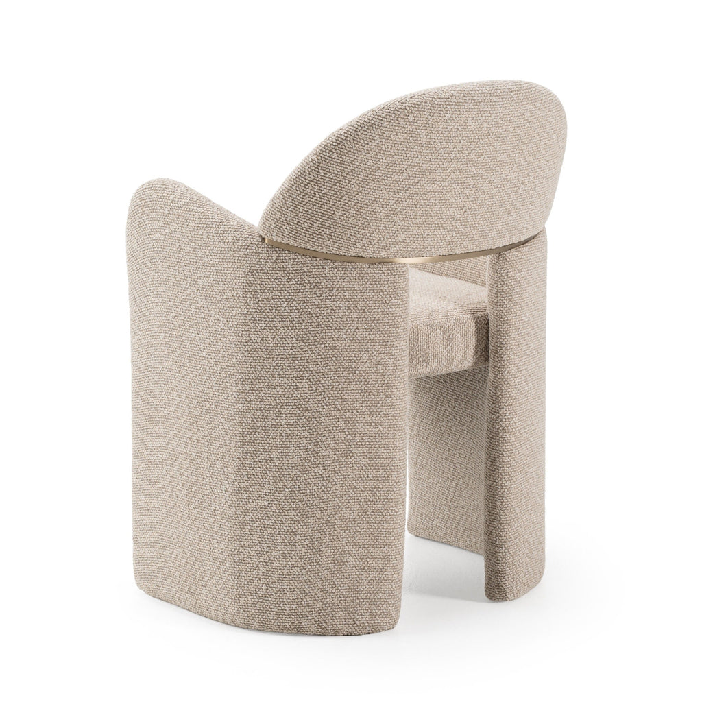 Ashley -  silla de comedor tela beige, detalle en latón