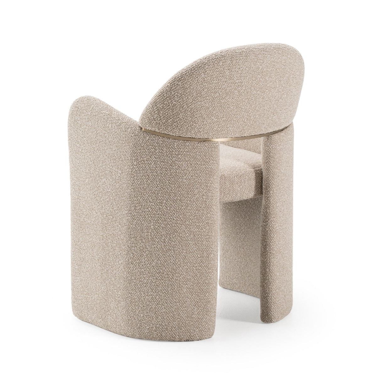Ashley -  silla de comedor tela beige, detalle en latón