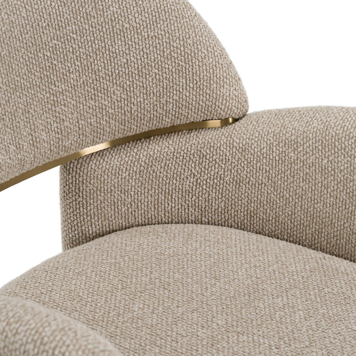 Ashley -  silla de comedor tela beige, detalle en latón