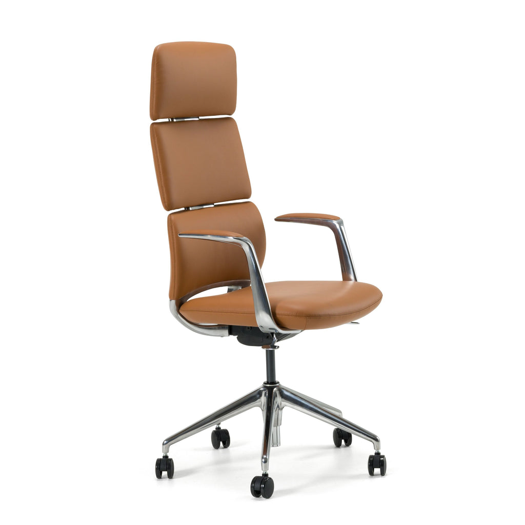 Clyne - Silla de oficina Moderna de Cuero Vegano Camel