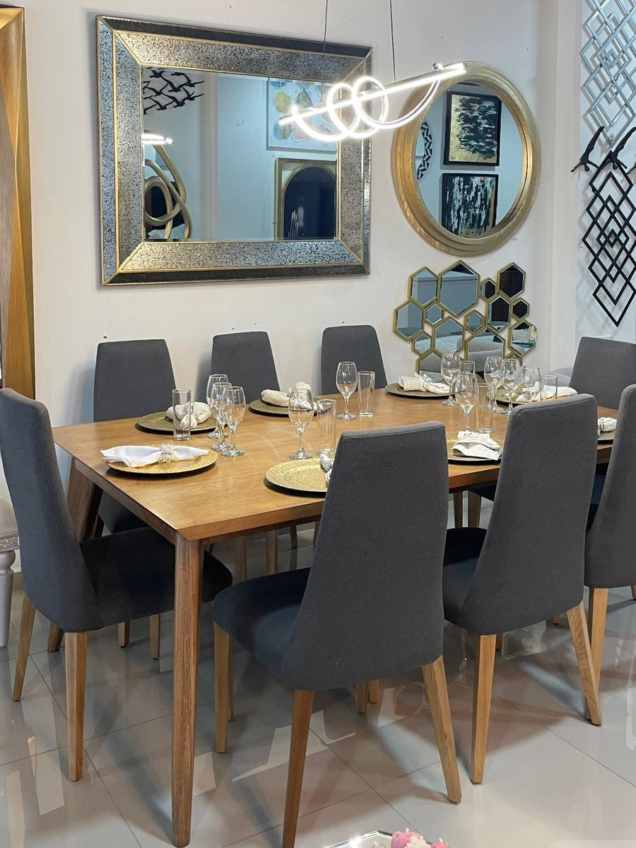 Comedor Gante 8 sillas tapizado en gris
