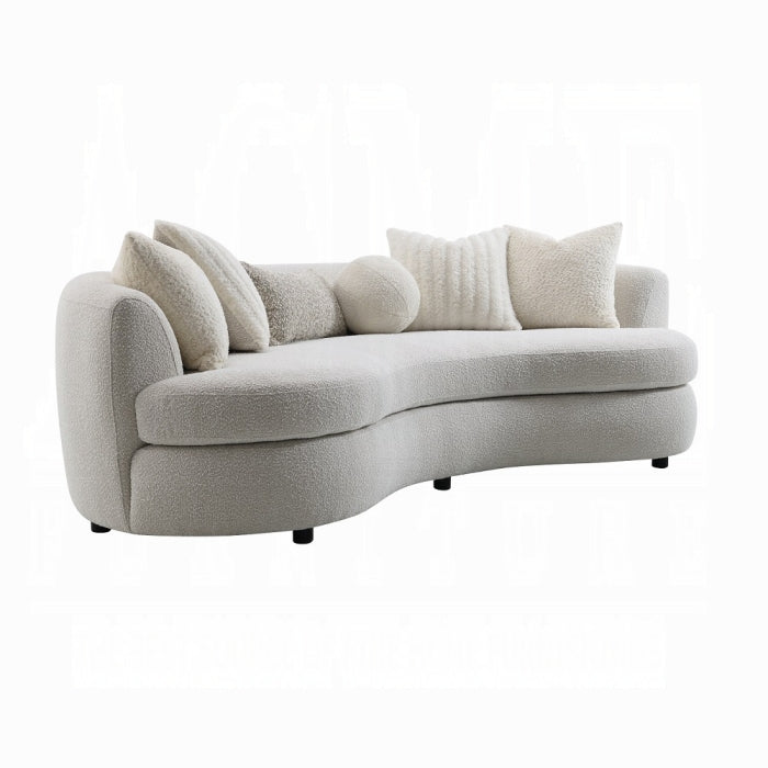 Sofá Iniko con 6 almohadas boucle gris