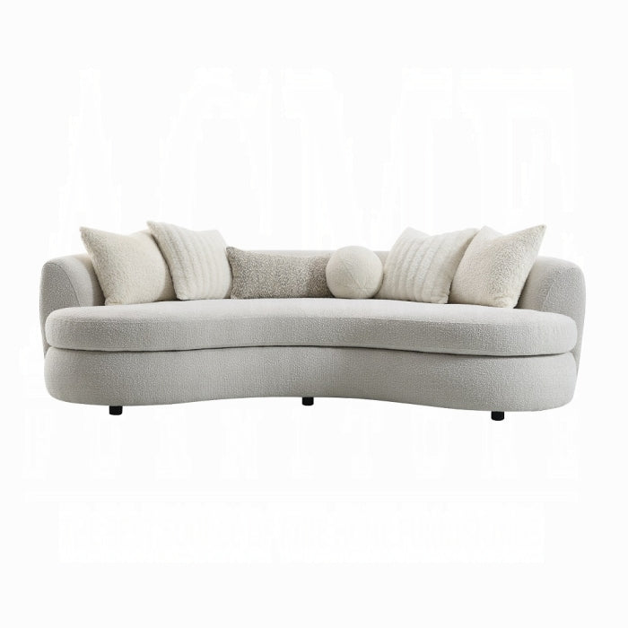 Sofá Iniko con 6 almohadas boucle gris