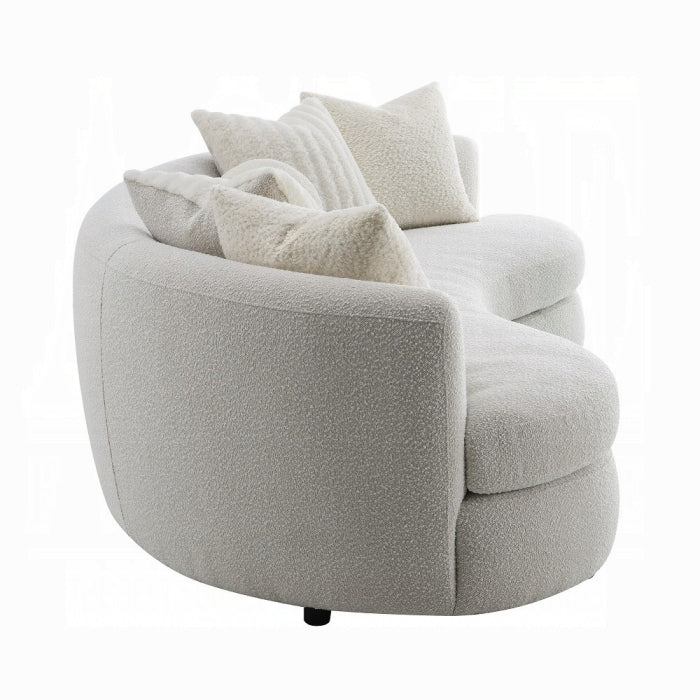 Sofá Iniko con 6 almohadas boucle gris