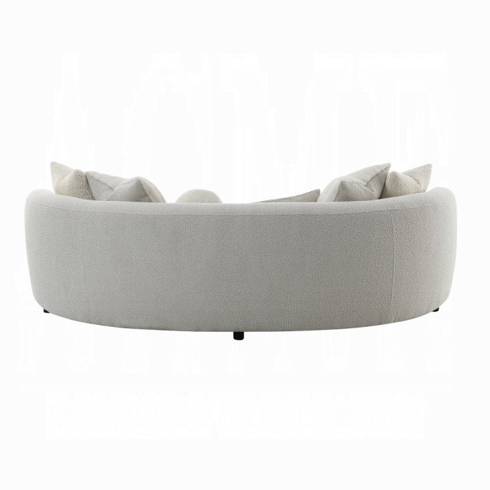 Sofá Iniko con 6 almohadas boucle gris
