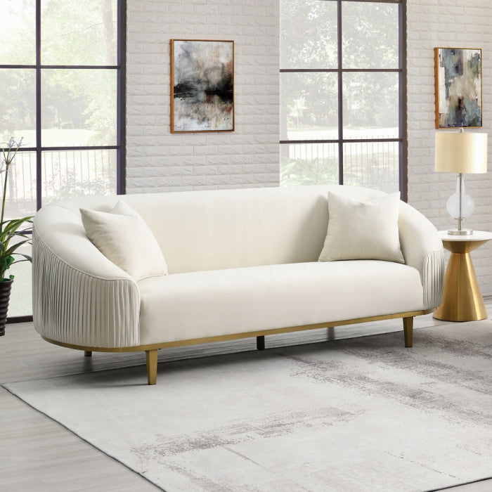 Sofá Martina beige con dorado