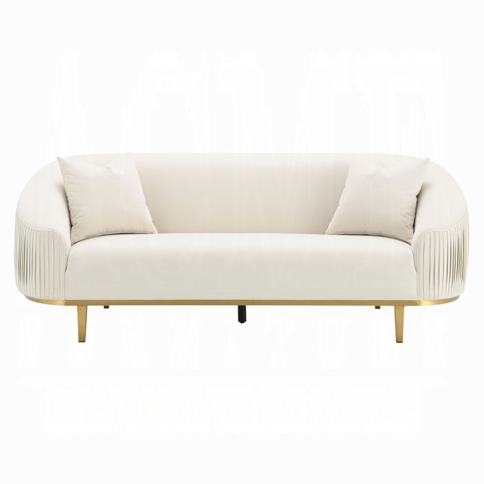 Sofá Martina beige con dorado