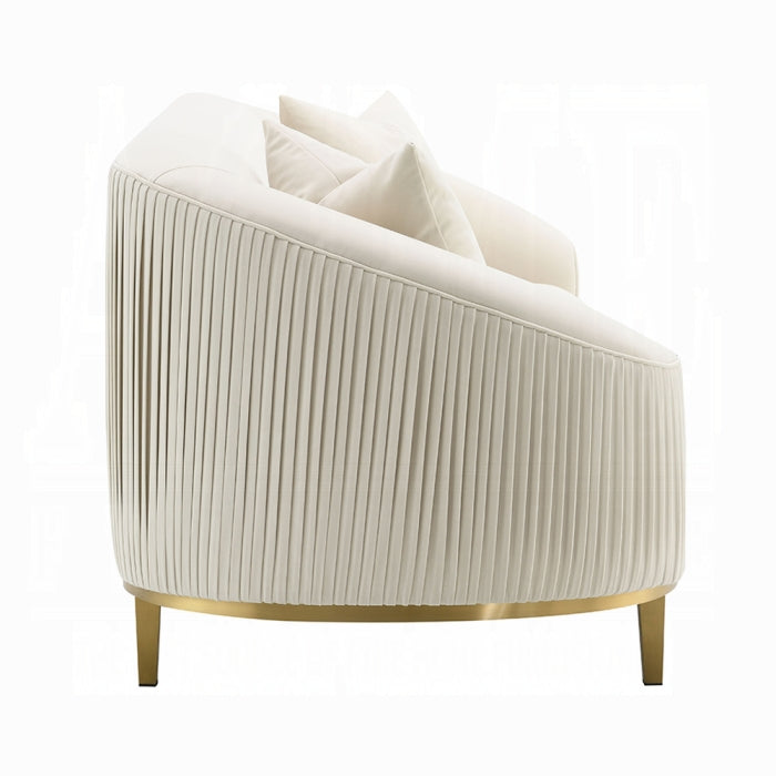 Sofá Martina beige con dorado