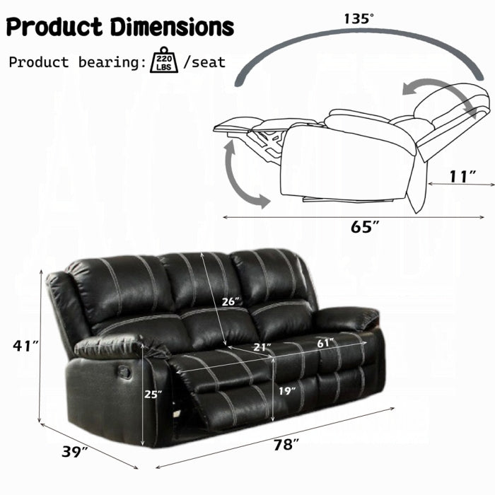 Zuriel Motion Sofa reclinable negro