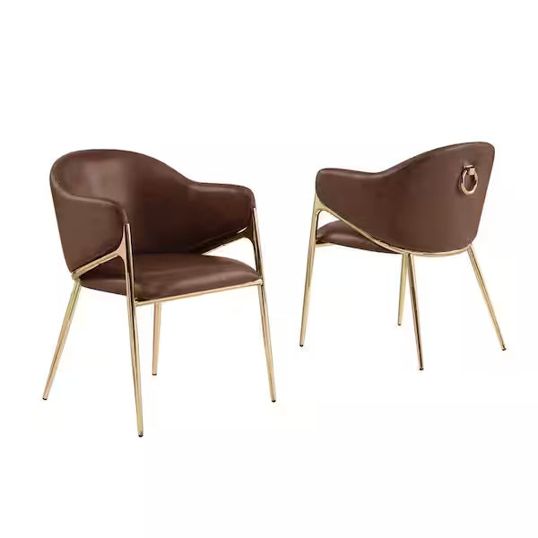 Silla Imitación cuero patas doradas