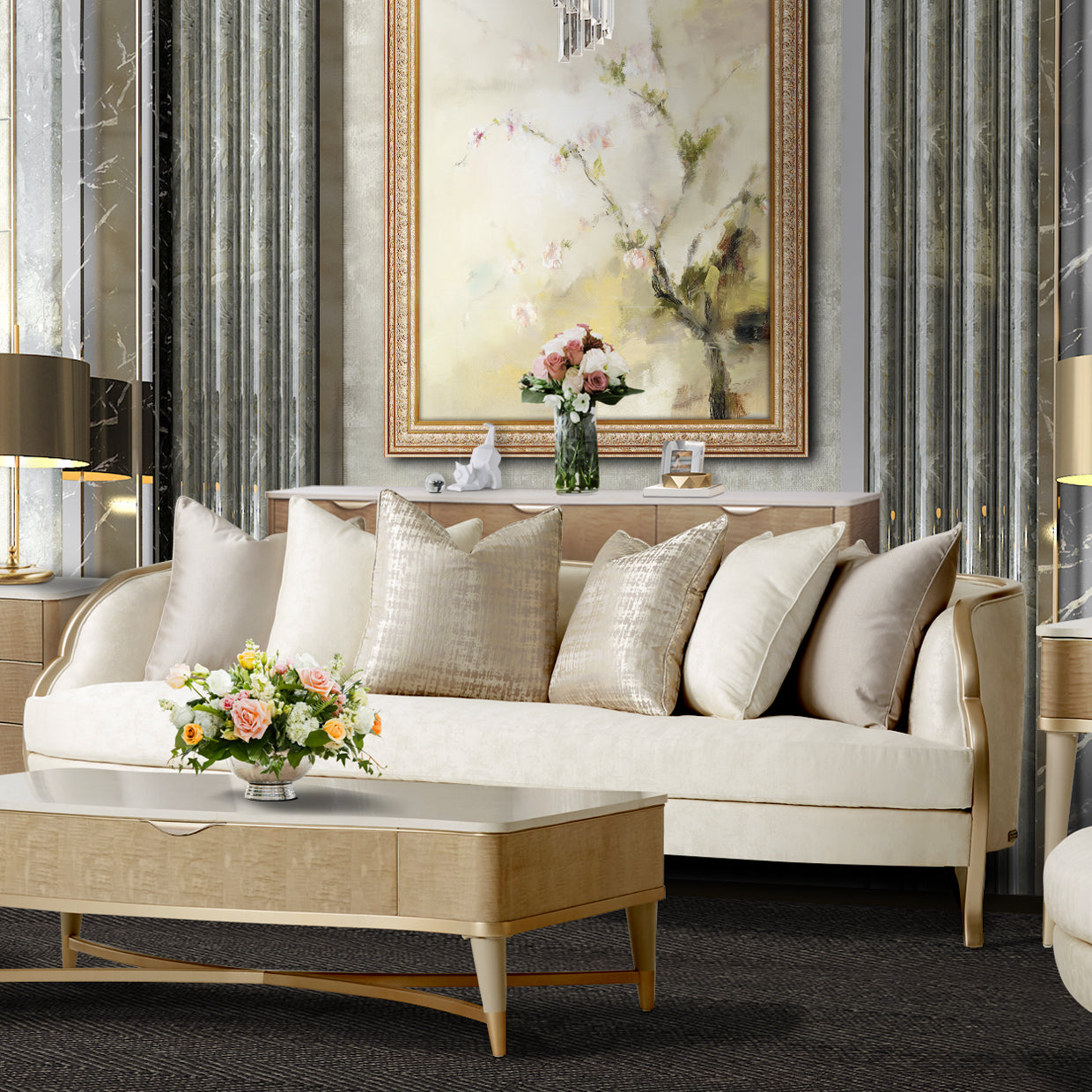 Sala Malibu Crest (sofá y dos chair and half) Michael Amini